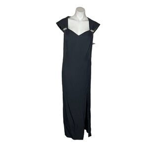 ONYX NITE Black Dress Full Length Gown Formal Rhinestones Plus Size 22 NWT